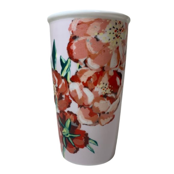 Starbucks 2015 Red Floral Double Wall Ceramic Cup